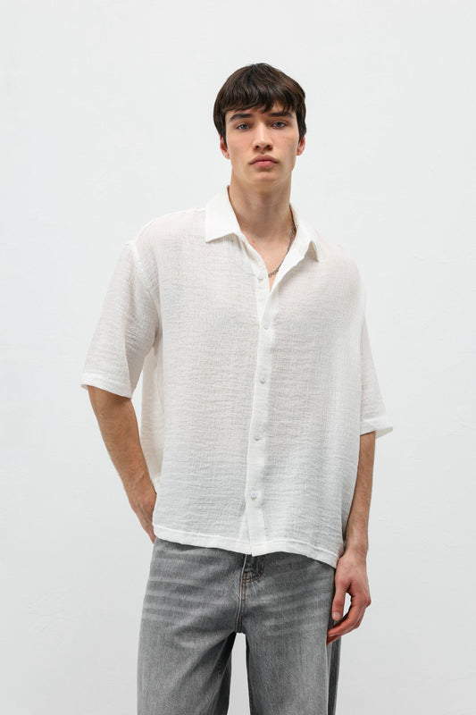 Oversized Patterned Short-Sleeve Shirt