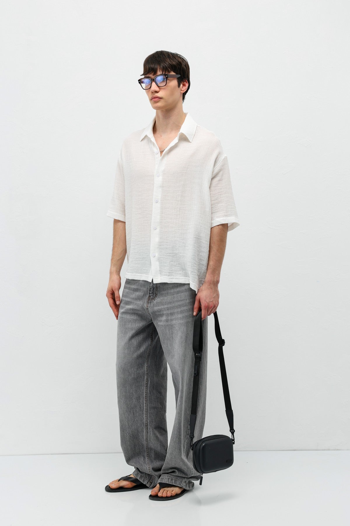 Oversized Patterned Short-Sleeve Shirt