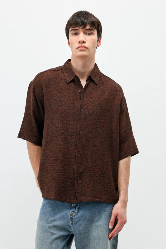Oversized Patterned Short-Sleeve Shirt