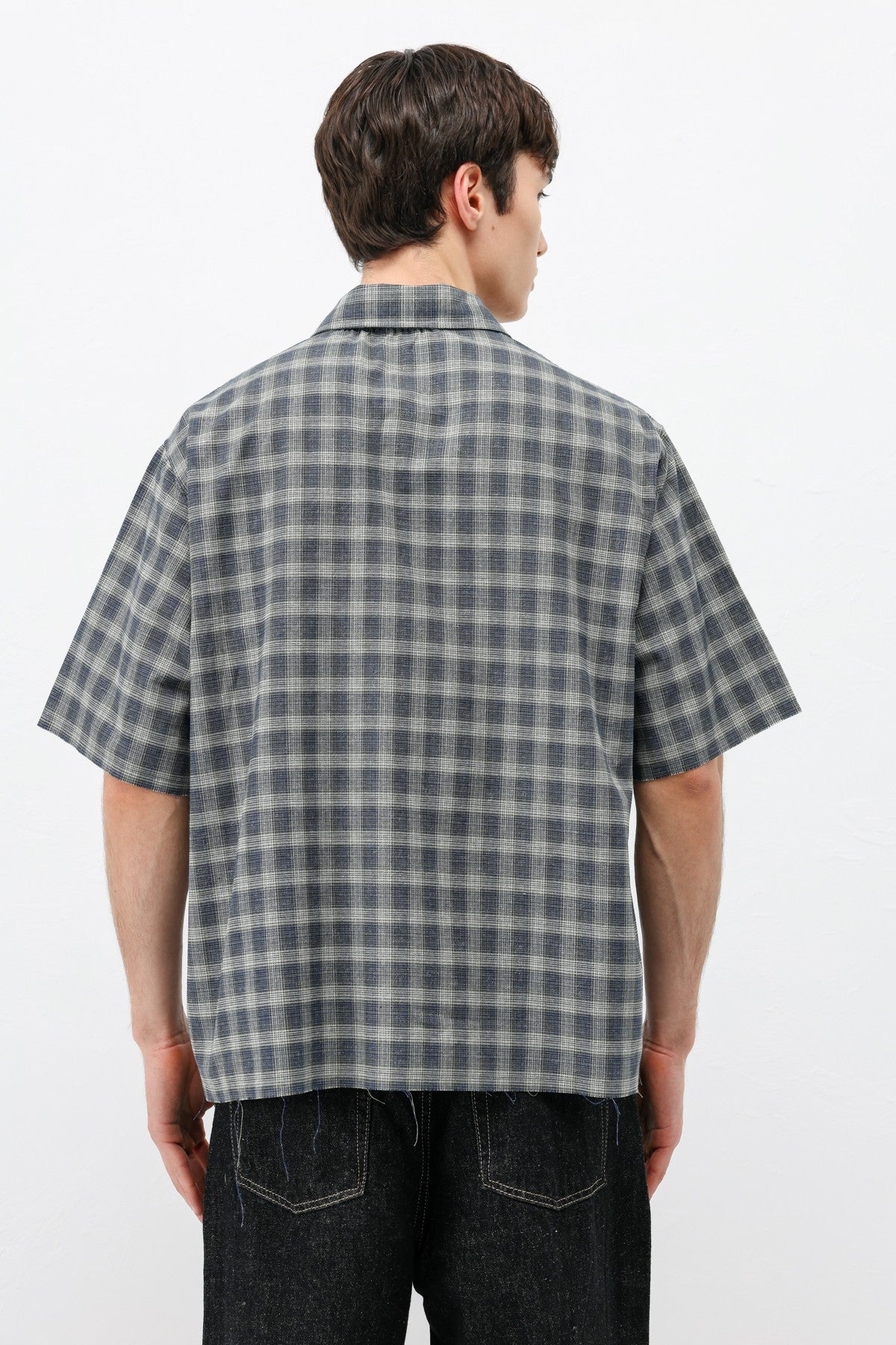 Checkered Short-Sleeved Oversized Shirt