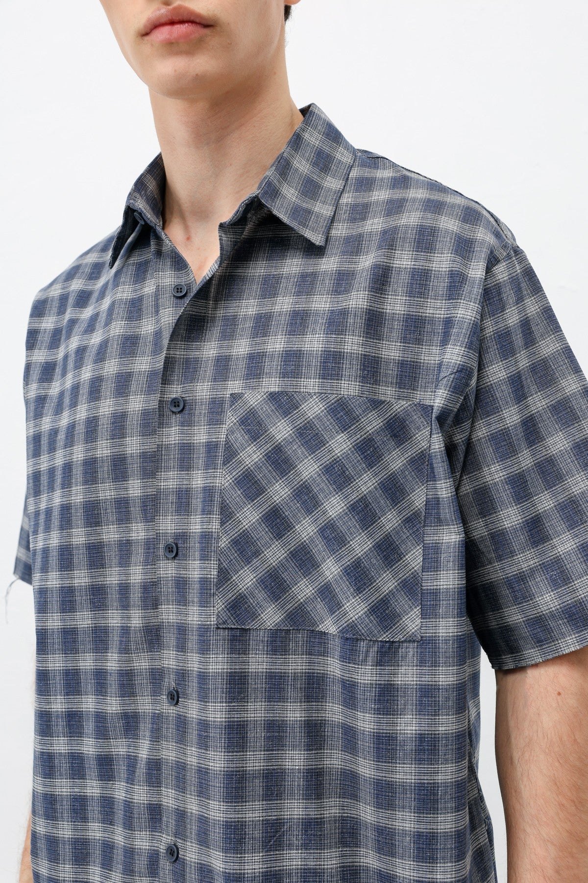 Checkered Short-Sleeved Oversized Shirt