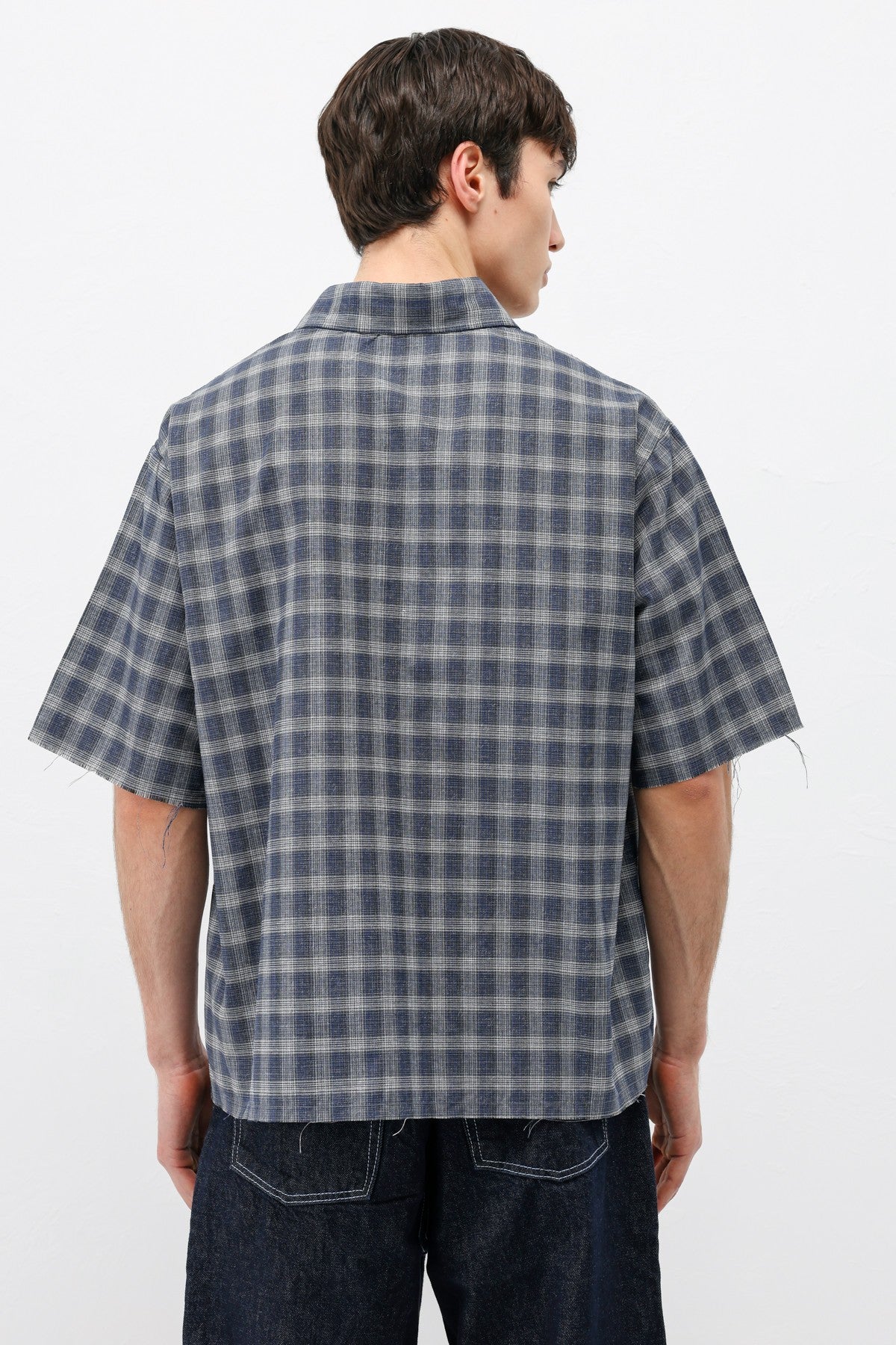Checkered Short-Sleeved Oversized Shirt