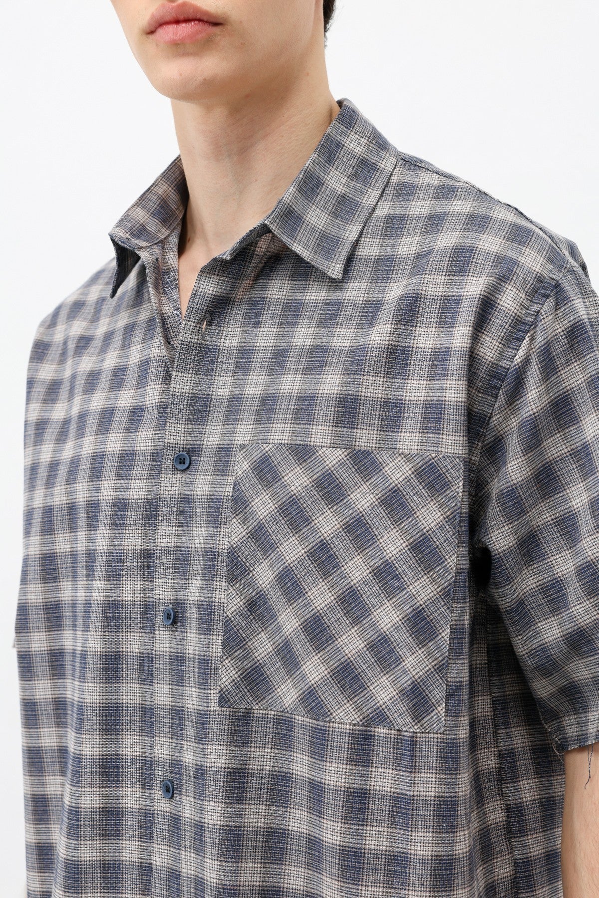 Checkered Short-Sleeved Oversized Shirt