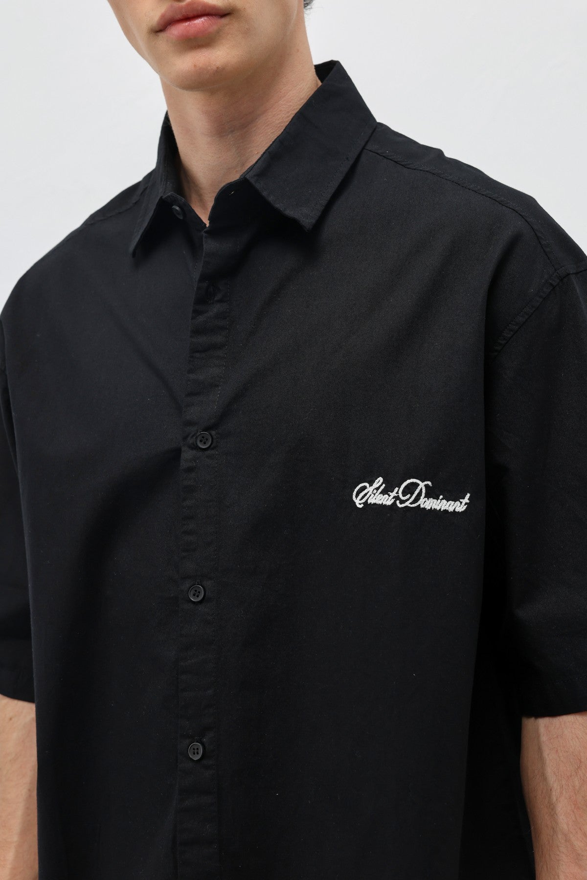 Oversized Short-Sleeve Shirt with Printed Text