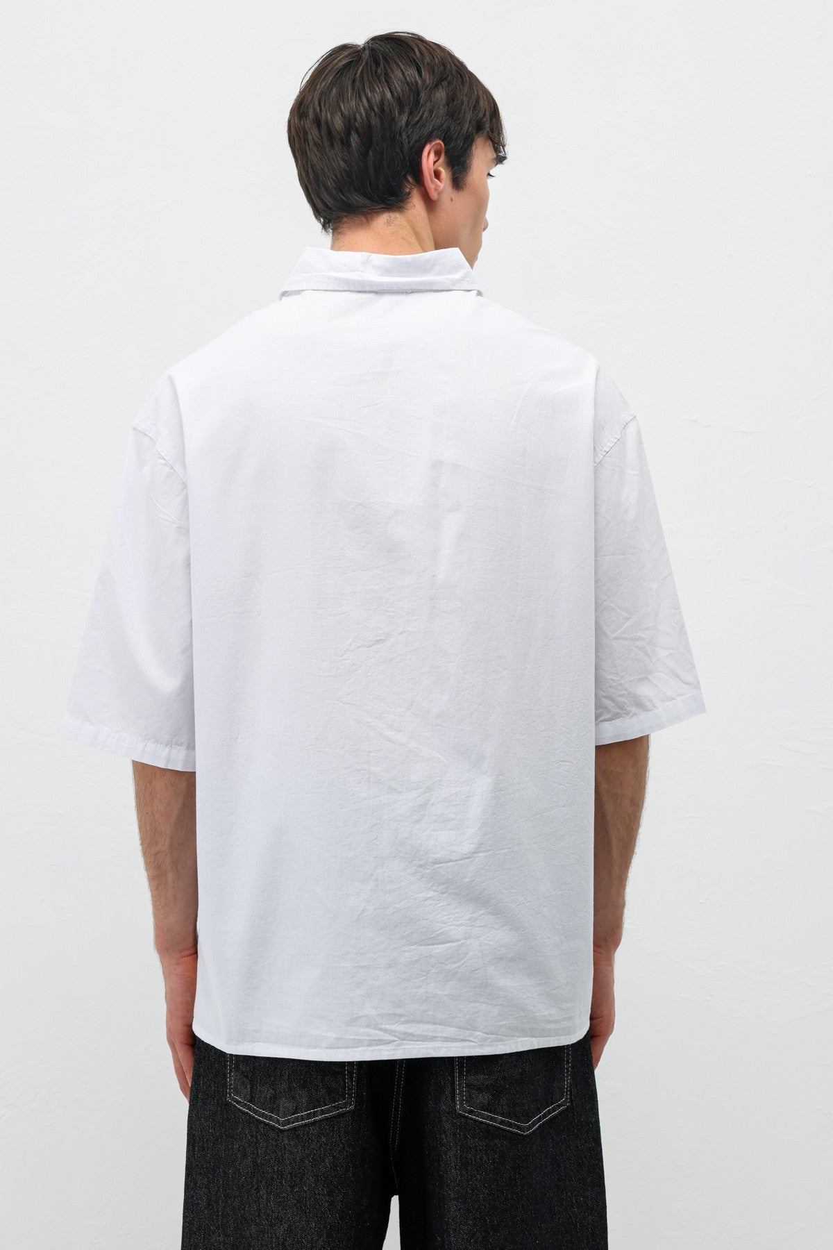 Oversized Short-Sleeve Shirt with Printed Text
