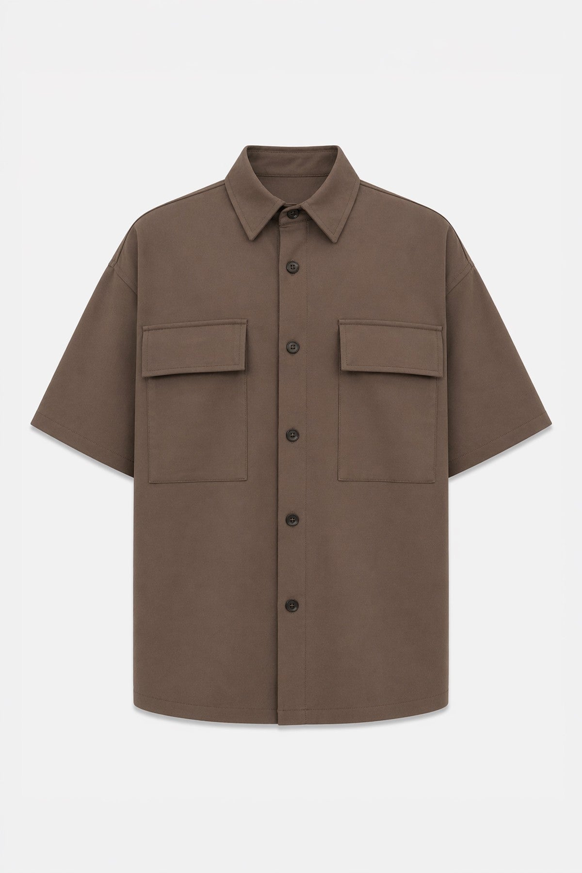 Oversized Stretch-Fabric Shirt with Pockets