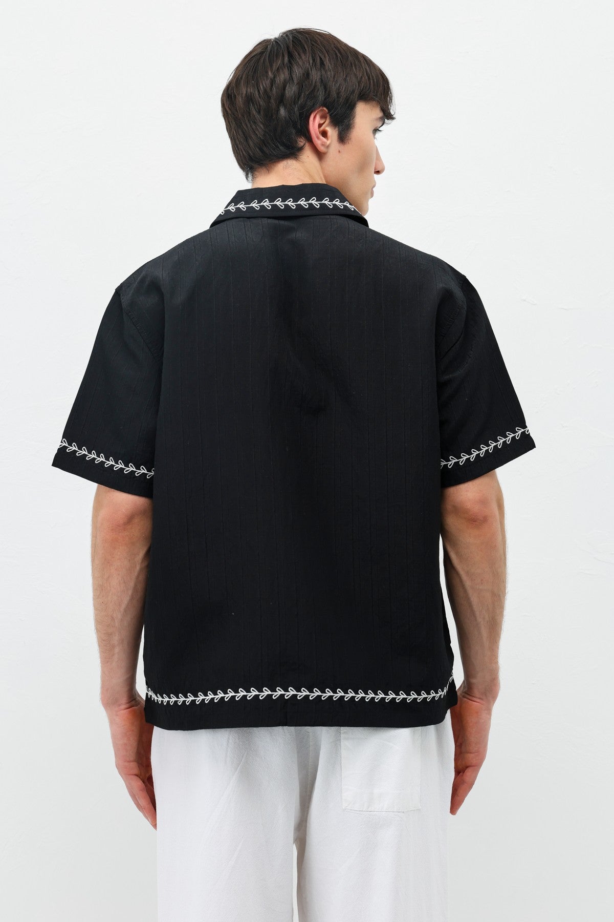 Oversized Linen Shirt with Printed Text