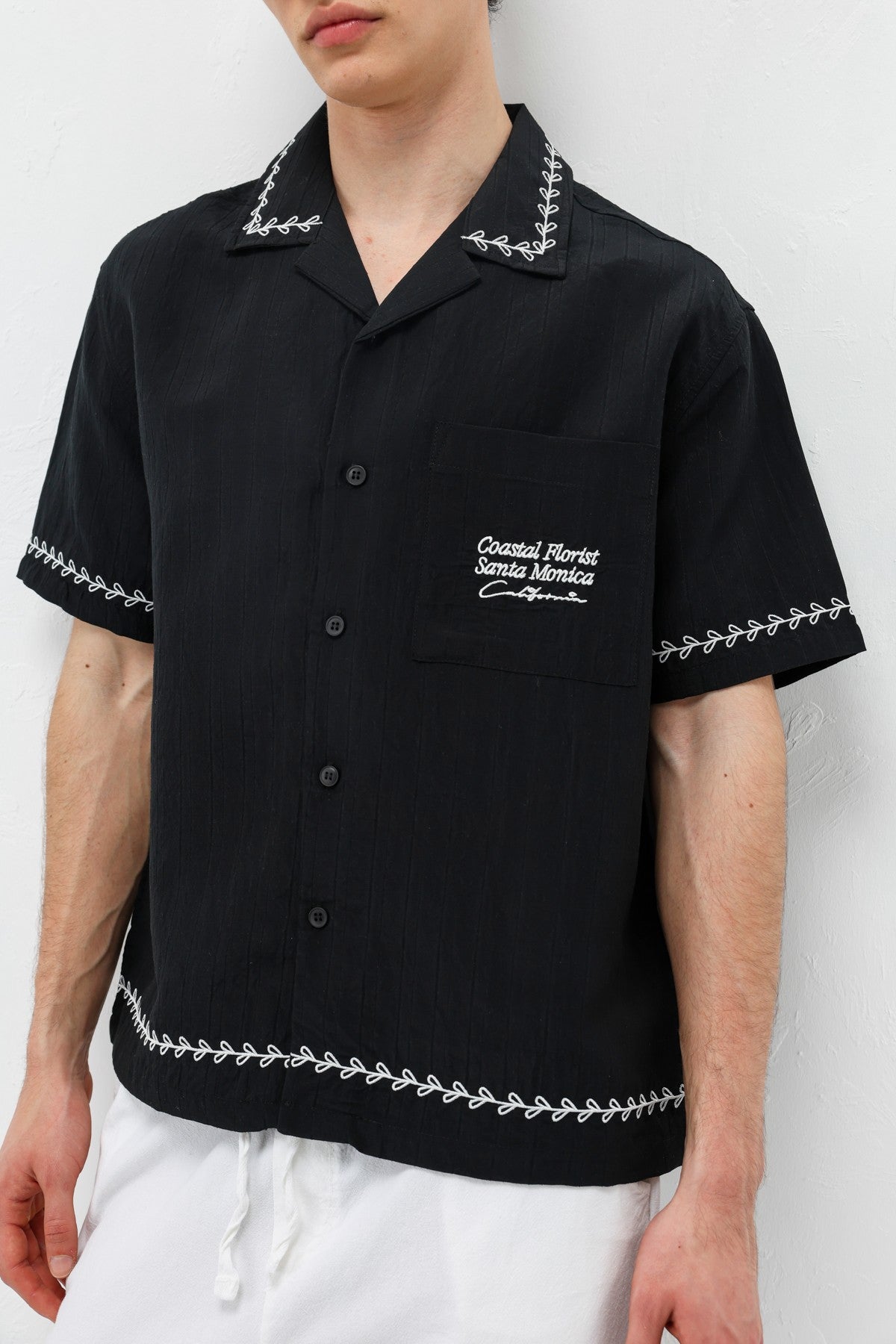 Oversized Linen Shirt with Printed Text