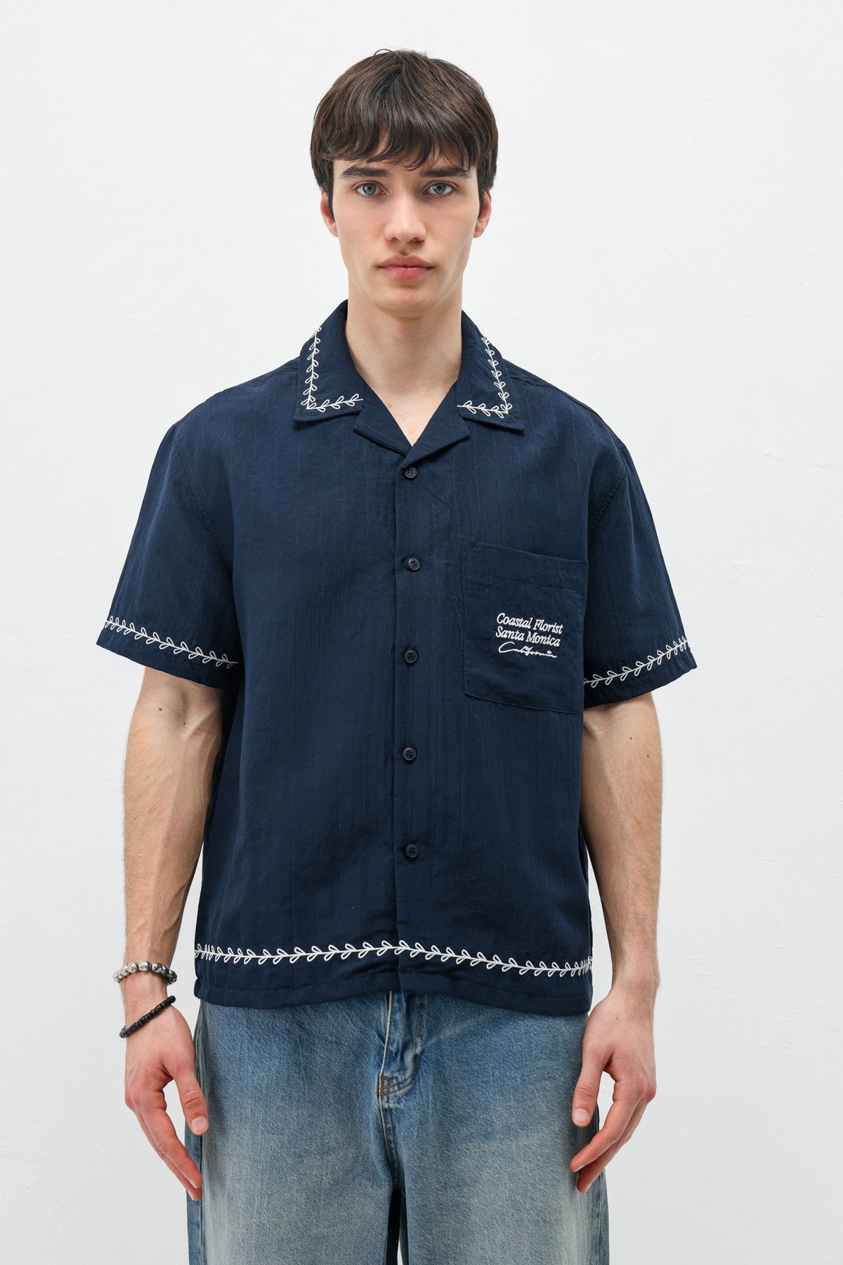 Oversized Linen Shirt with Printed Text