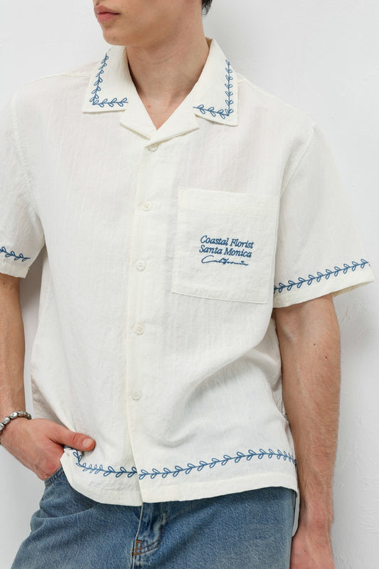 Oversized Linen Shirt with Printed Text