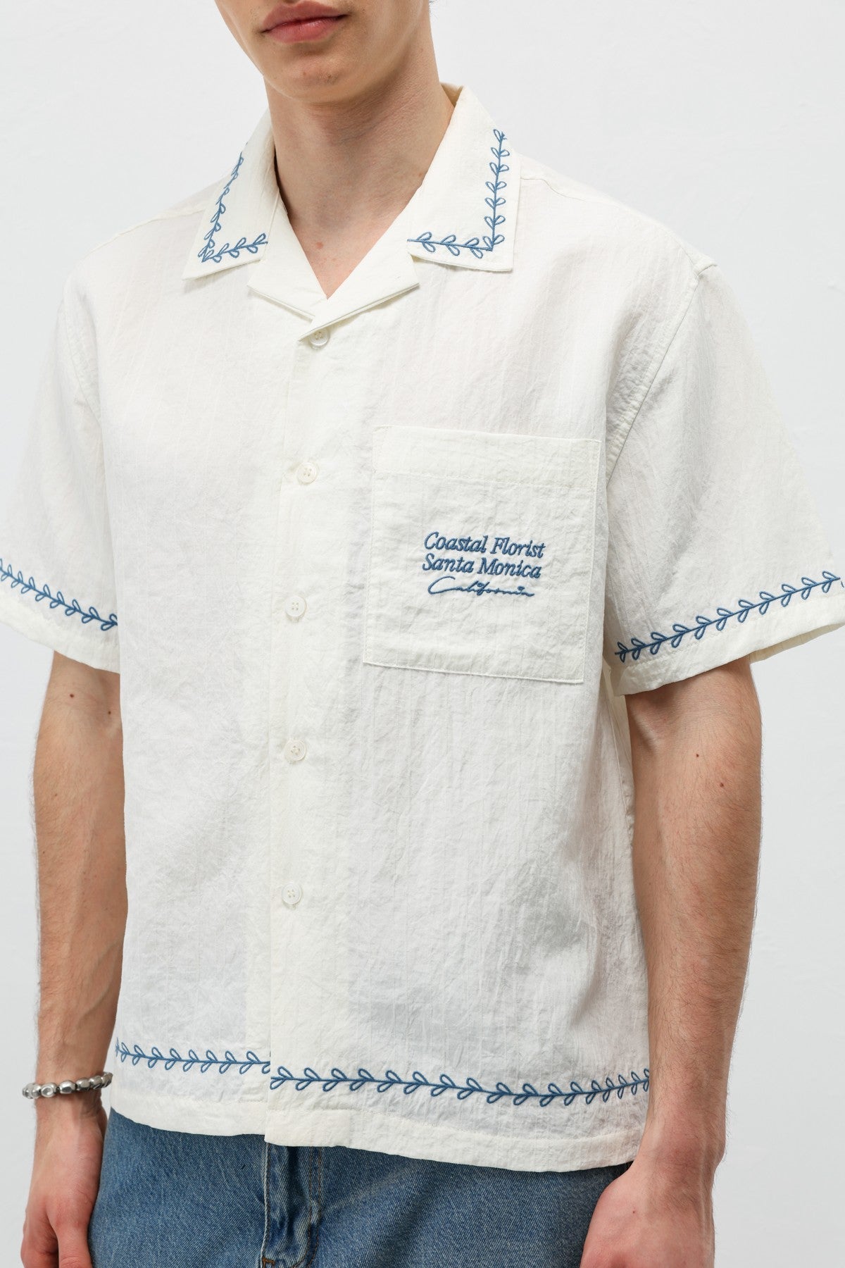 Oversized Linen Shirt with Printed Text