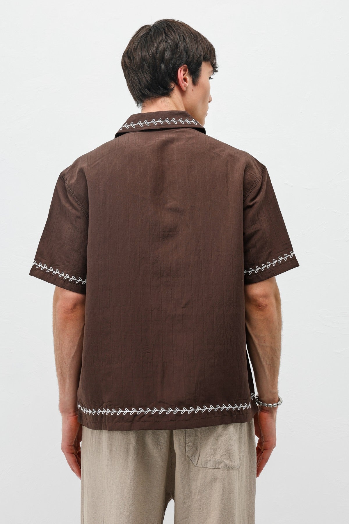Oversized Linen Shirt with Printed Text