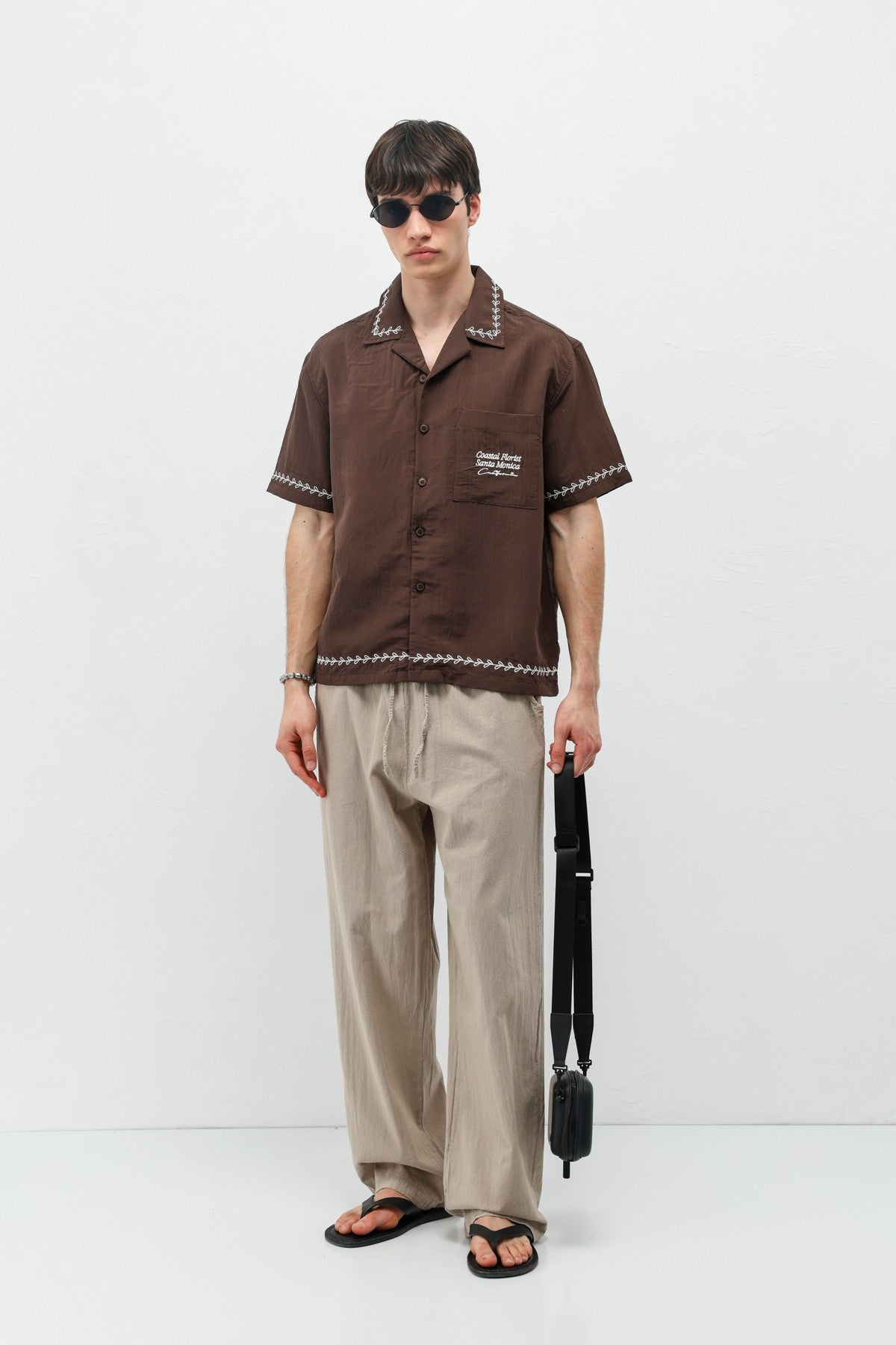 Oversized Linen Shirt with Printed Text