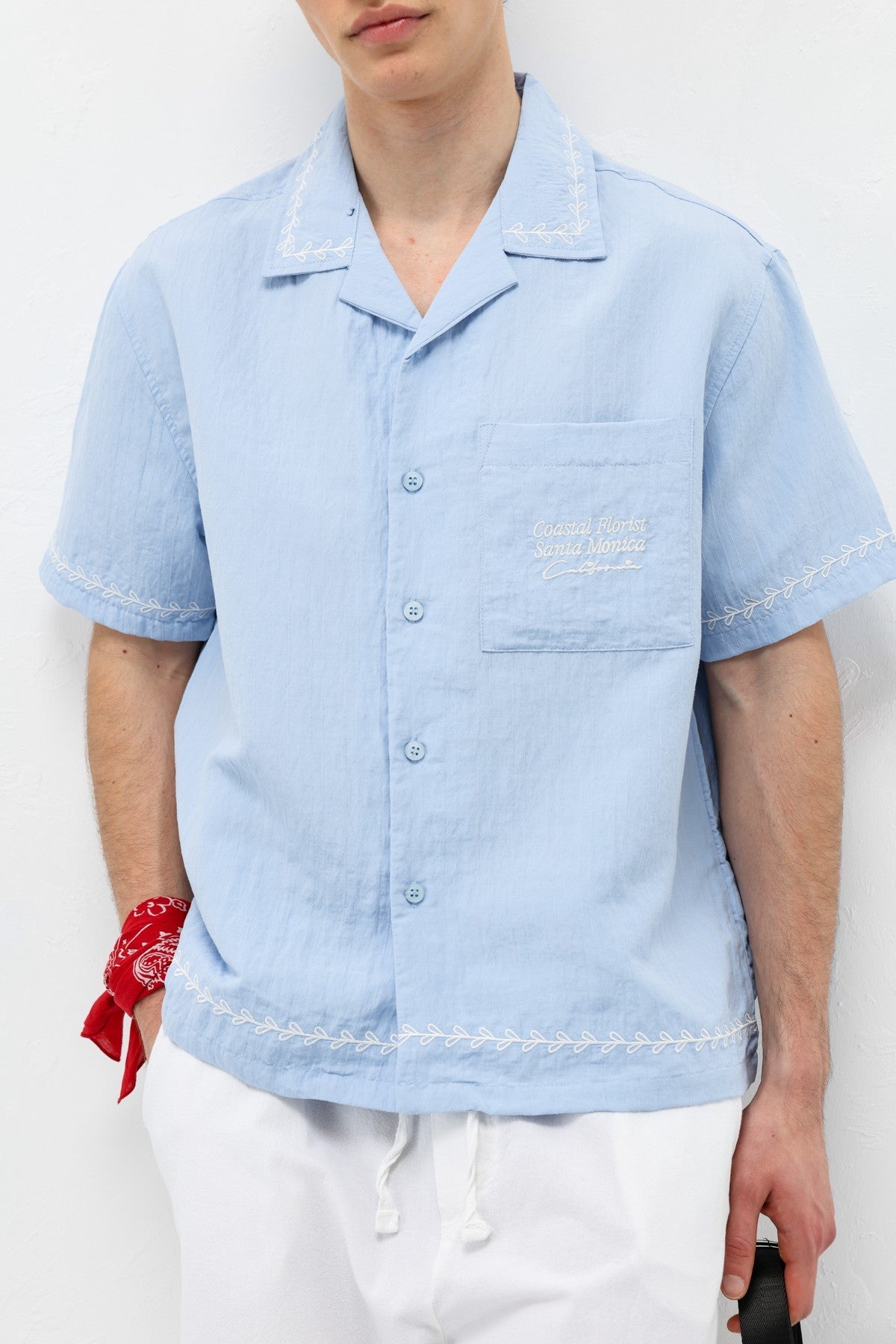 Oversized Linen Shirt with Printed Text