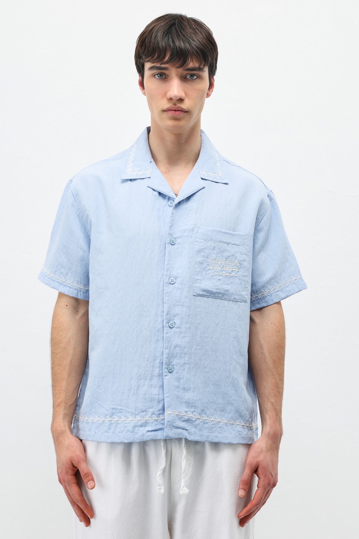 Oversized Linen Shirt with Printed Text