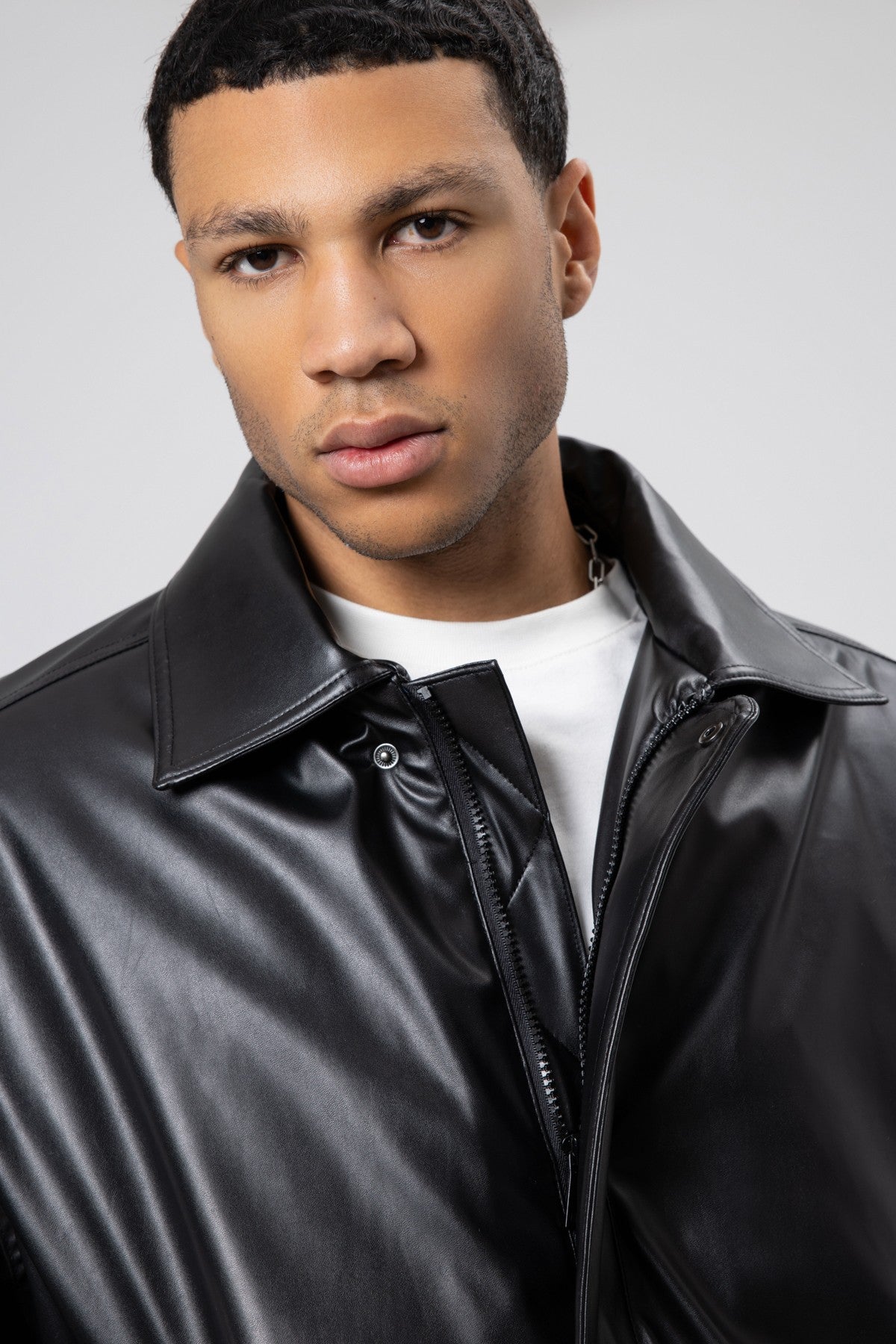 Basic Faux Leather Oversized Jacket