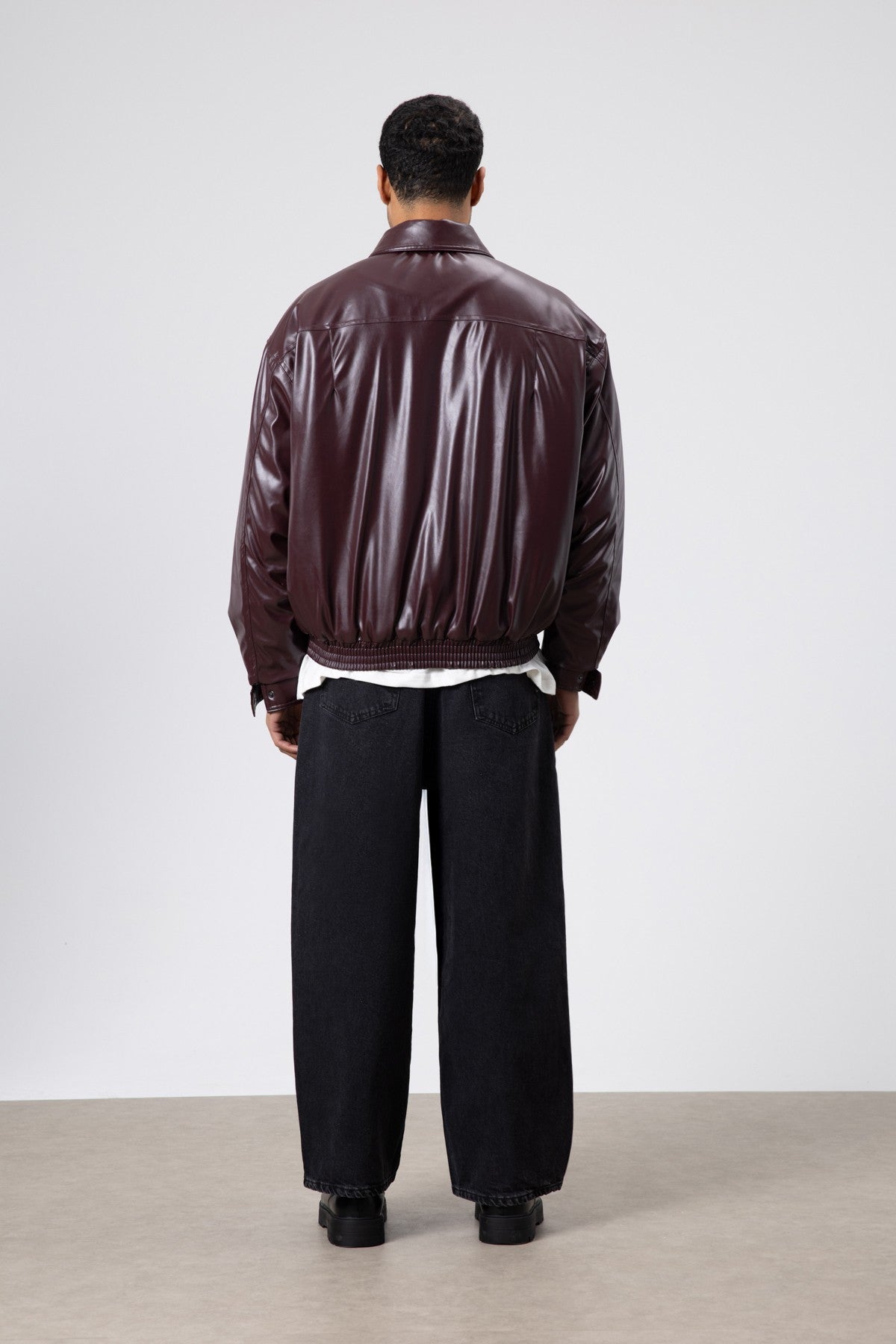 Basic Faux Leather Oversized Jacket