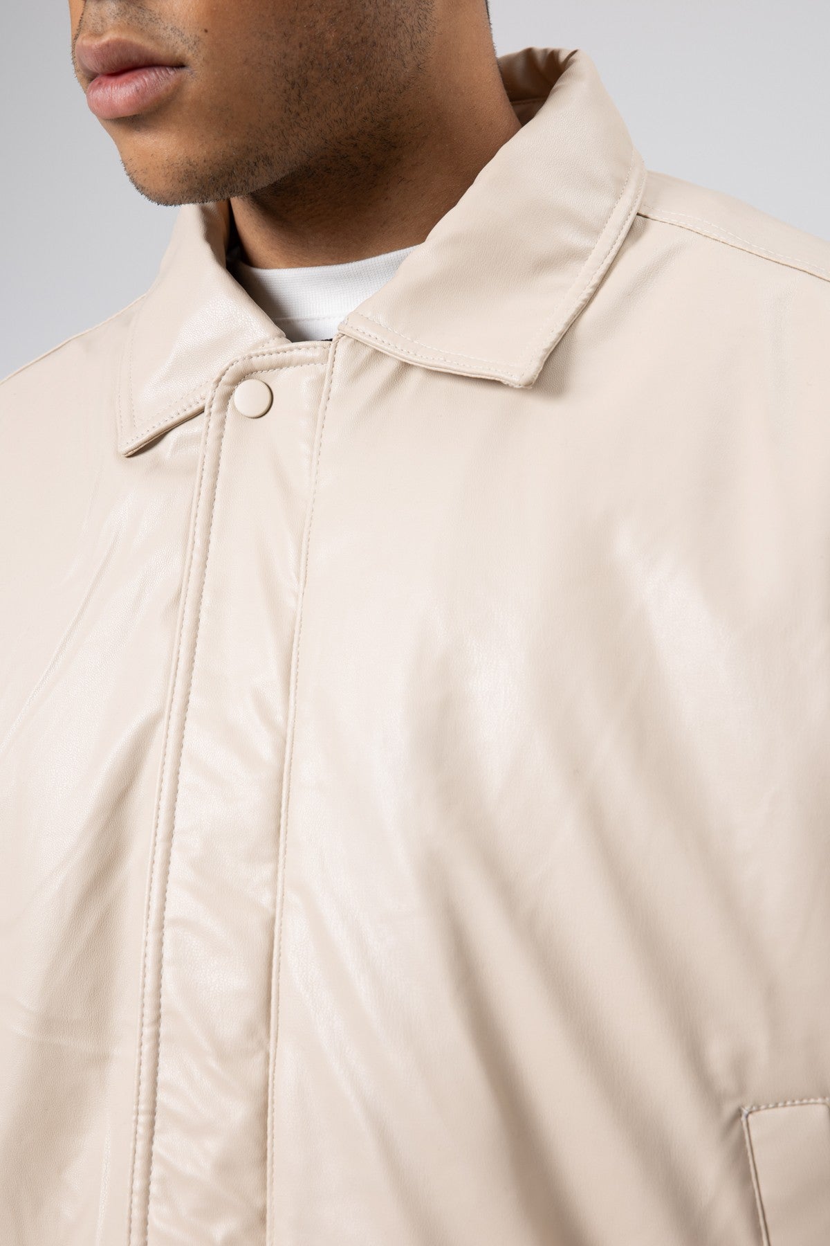 Basic Faux Leather Oversized Jacket
