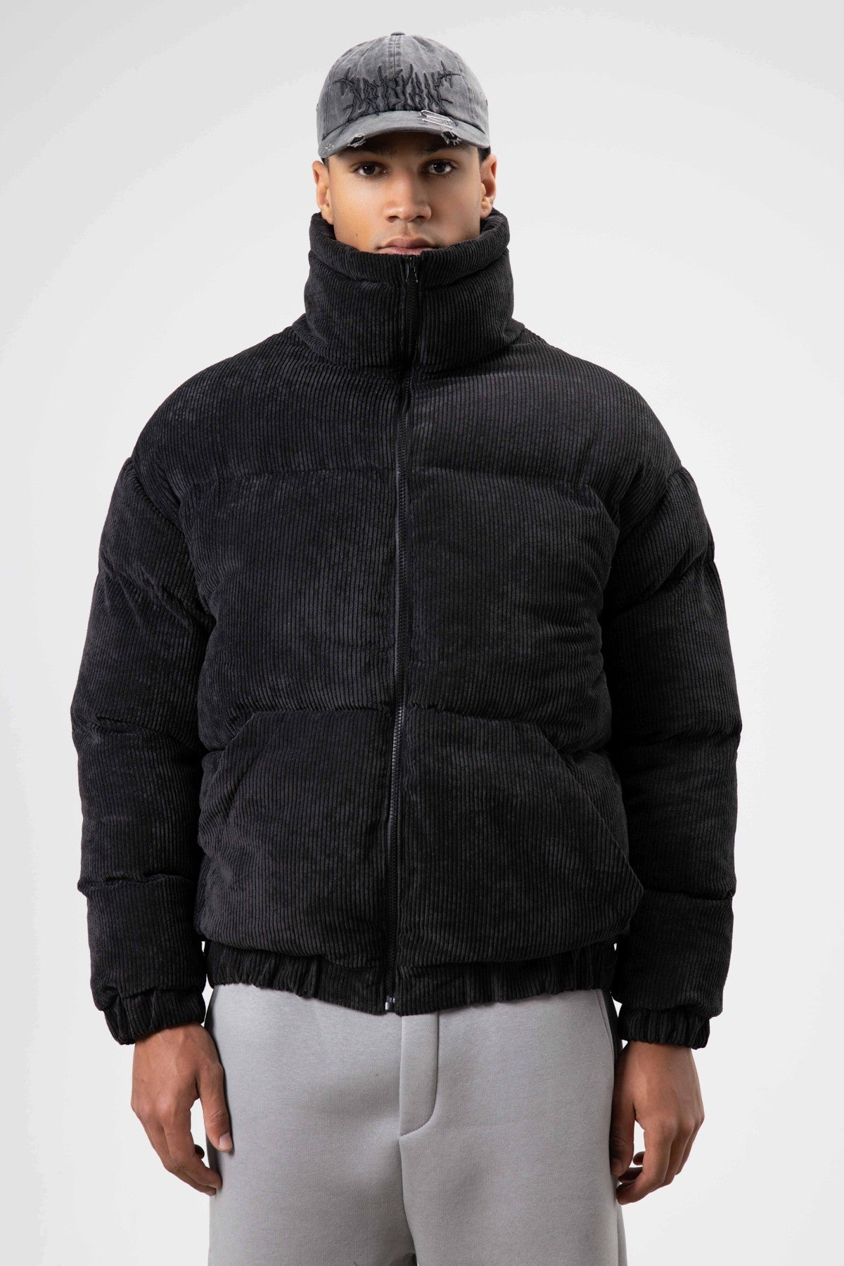 Oversized Velvet Puffer Jacket