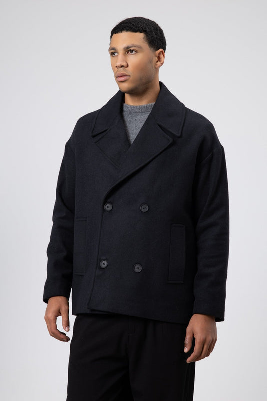 Oversized Double-Breasted Short Napped Wool Jacket