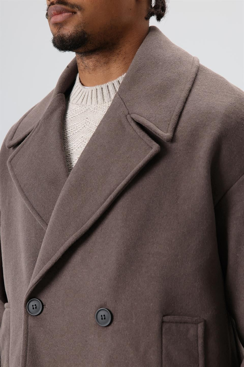 Oversized Double-Breasted Short Napped Wool Jacket