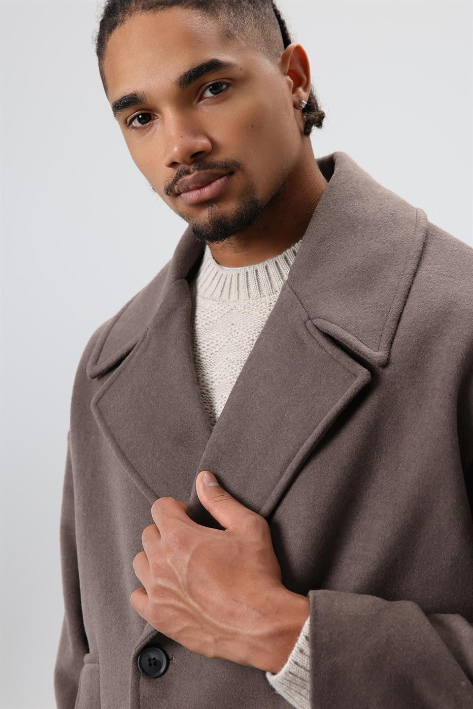 Oversized Double-Breasted Short Napped Wool Jacket
