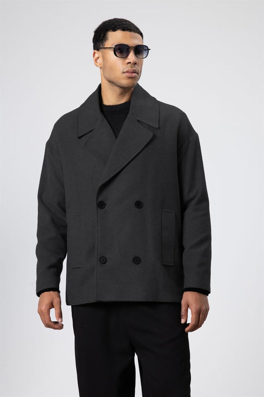 Oversized Double-Breasted Short Napped Wool Jacket