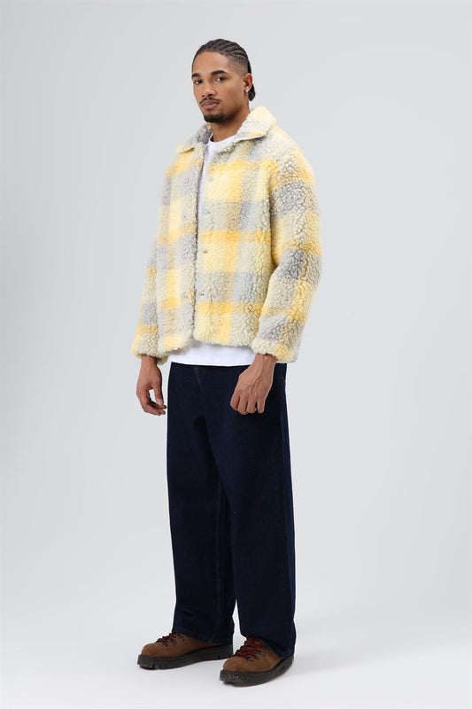 Oversized Plush Checkered Jacket