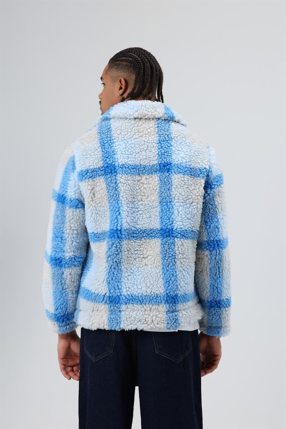 Oversized Plush Checkered Jacket