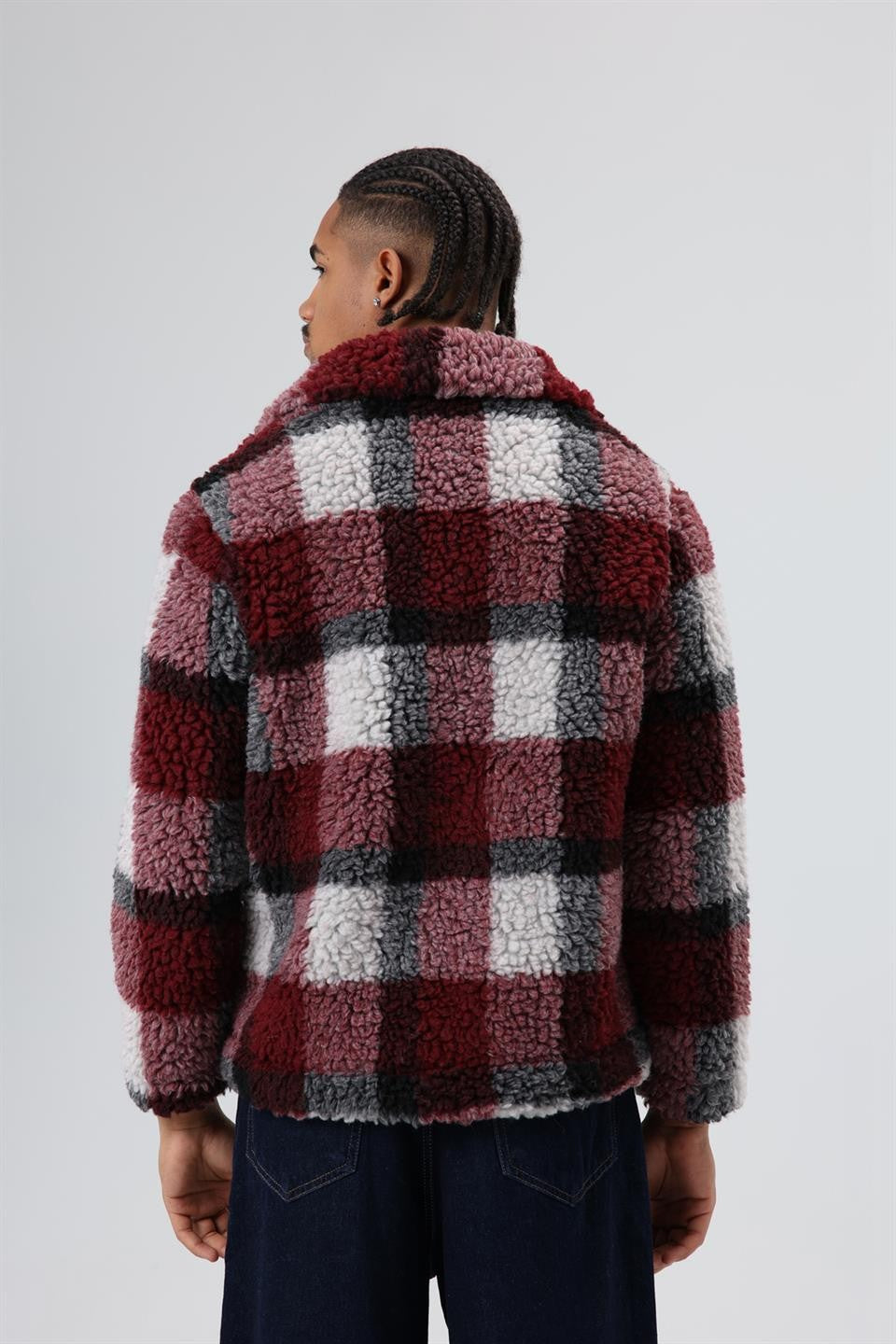 Oversized Plush Checkered Jacket