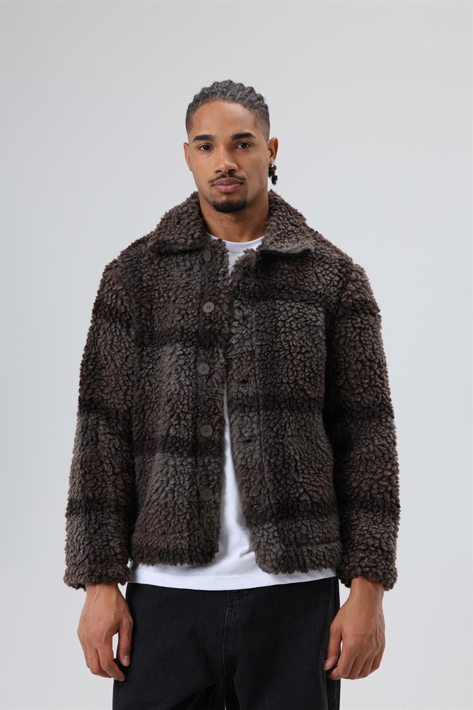 Oversized Plush Checkered Jacket