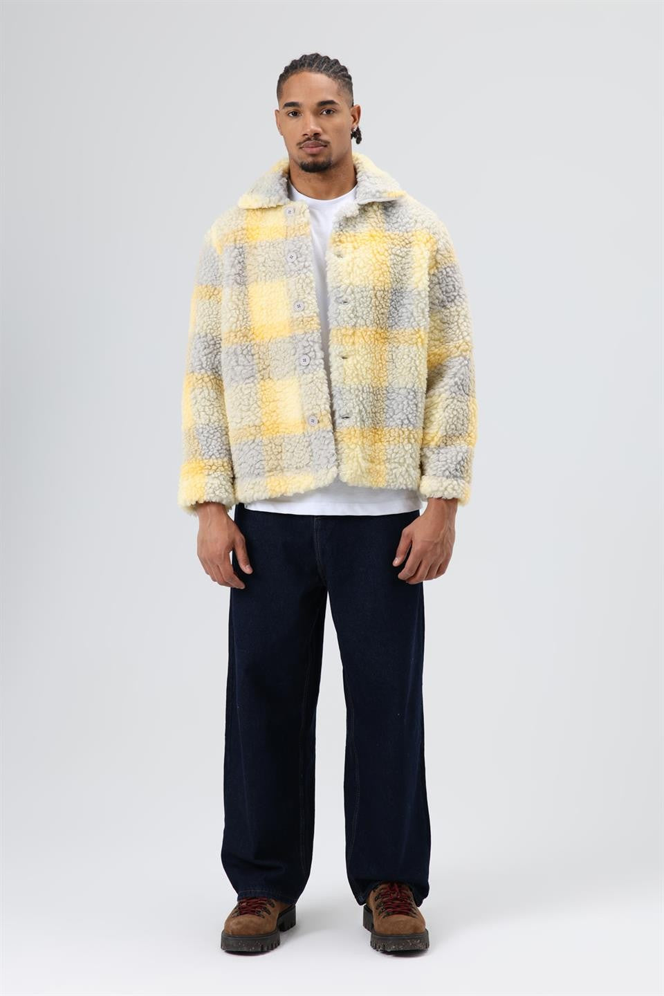 Oversized Plush Checkered Jacket