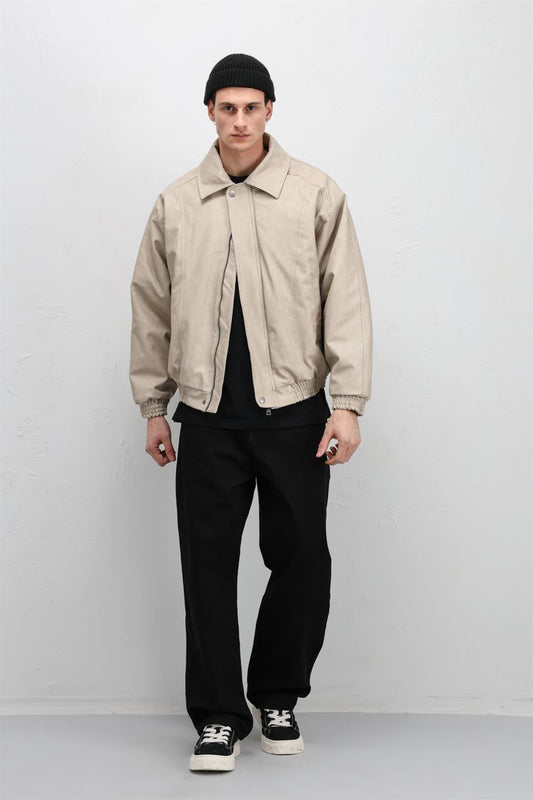 Oversized Leather Bomber Jacket