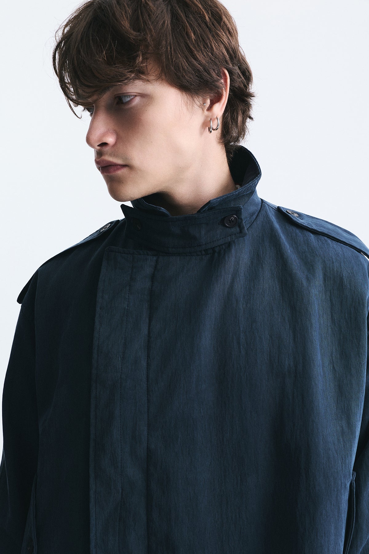 Oversized Button-Up Stand-Up Collar Coat