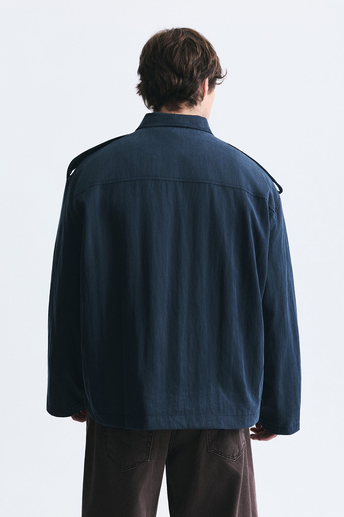 Oversized Button-Up Stand-Up Collar Coat