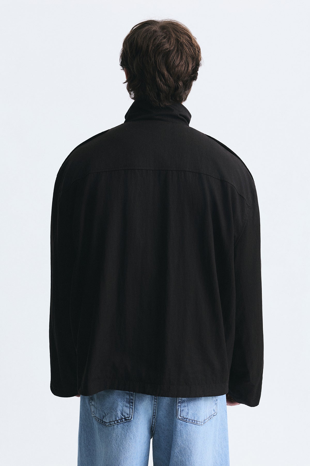Oversized Button-Up Stand-Up Collar Coat