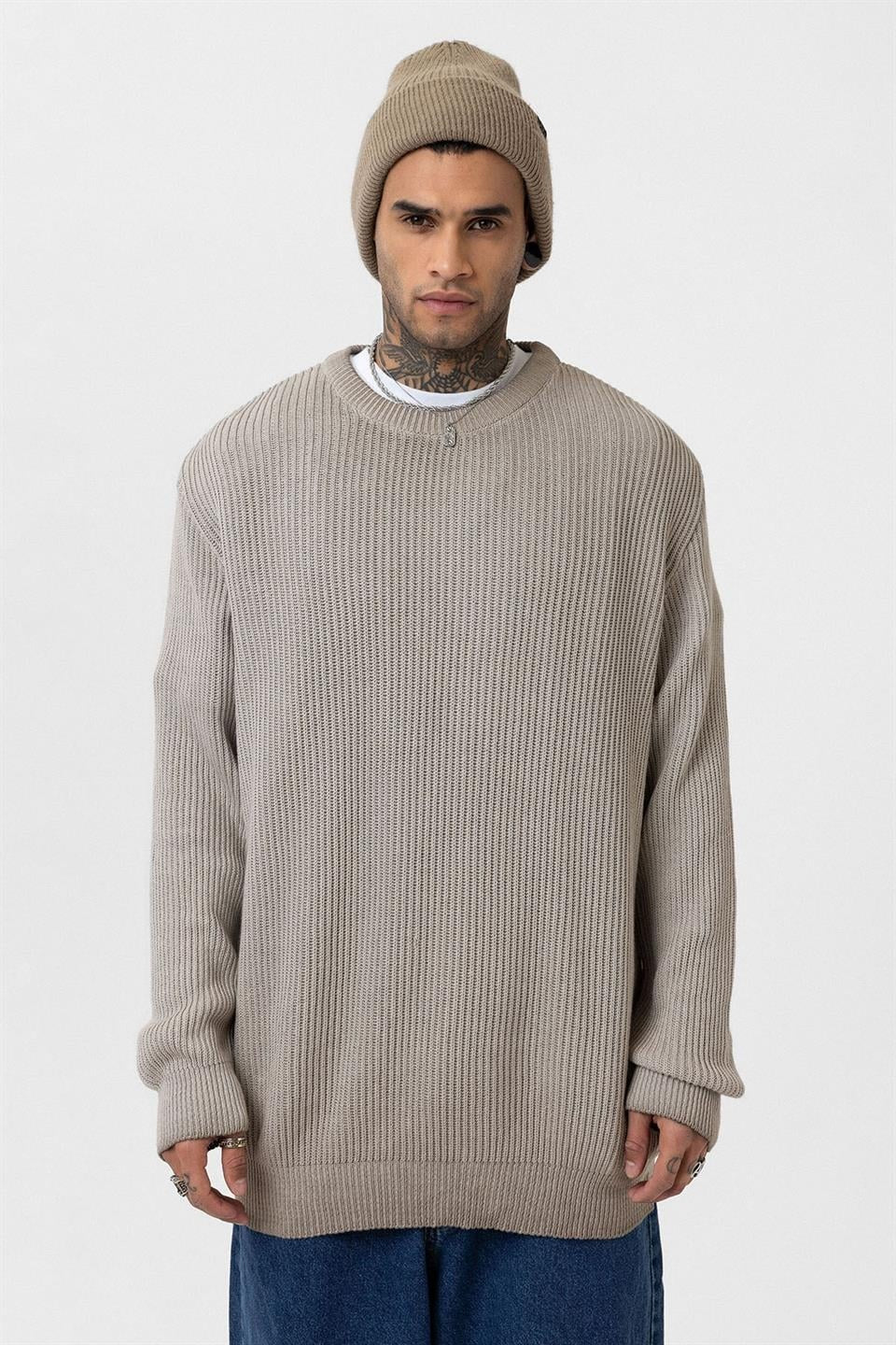 Oversized Washed Knit Sweater