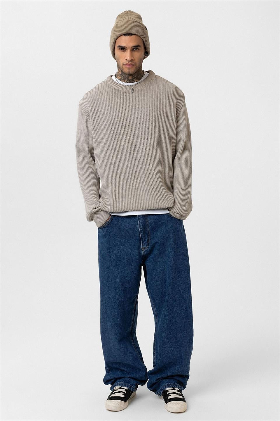 Oversized Washed Knit Sweater