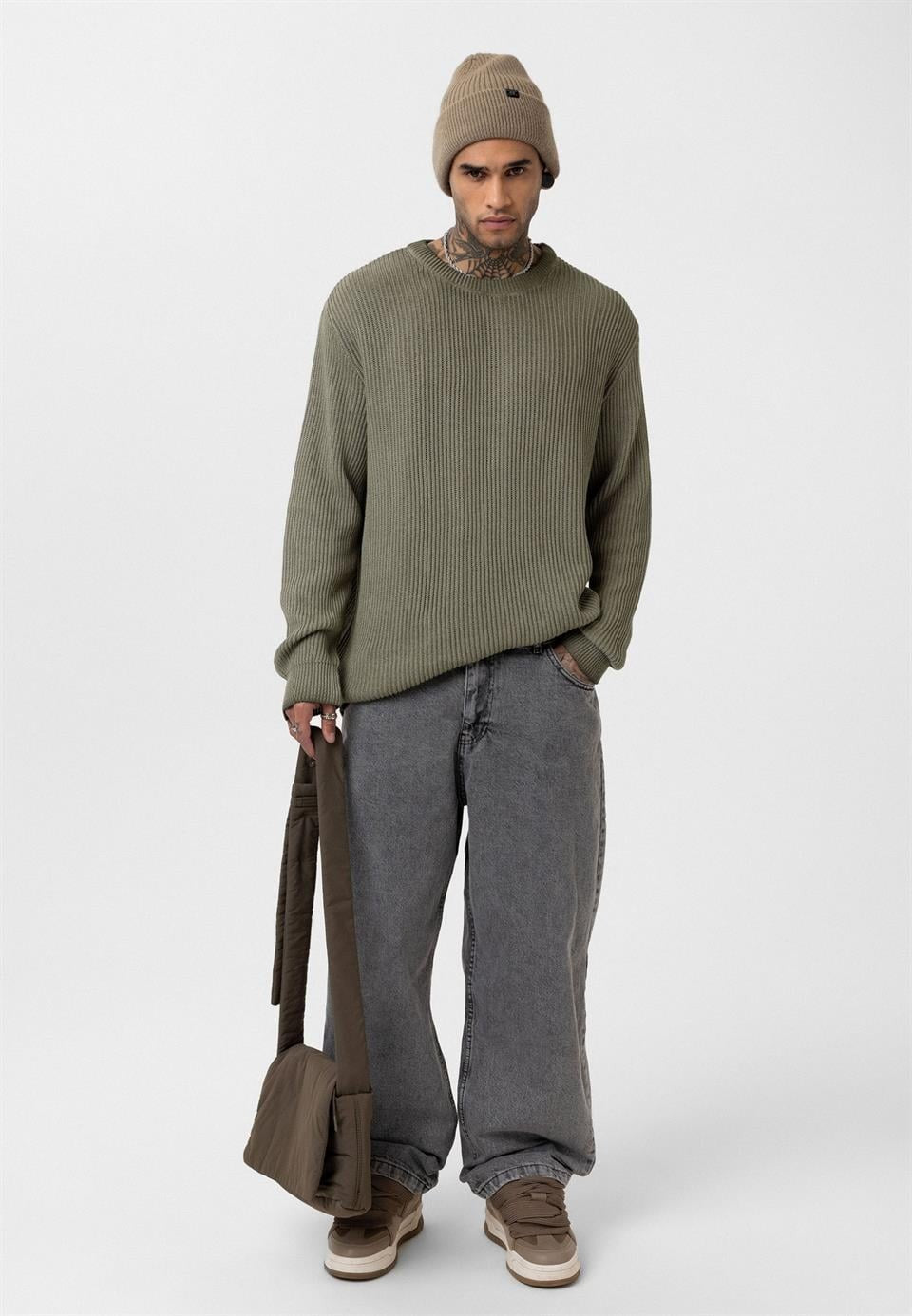 Oversized Washed Knit Sweater