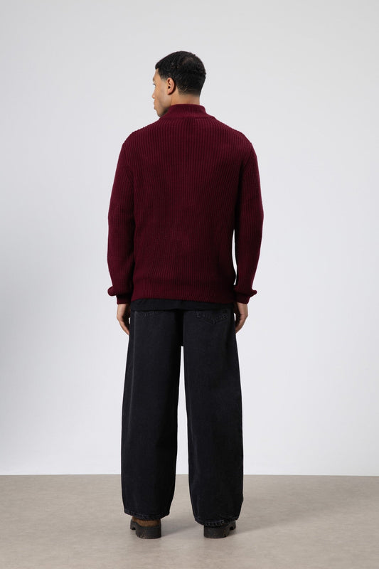 Zip-Up Knit Sweater