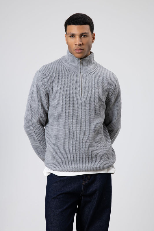 Zip-Up Knit Sweater