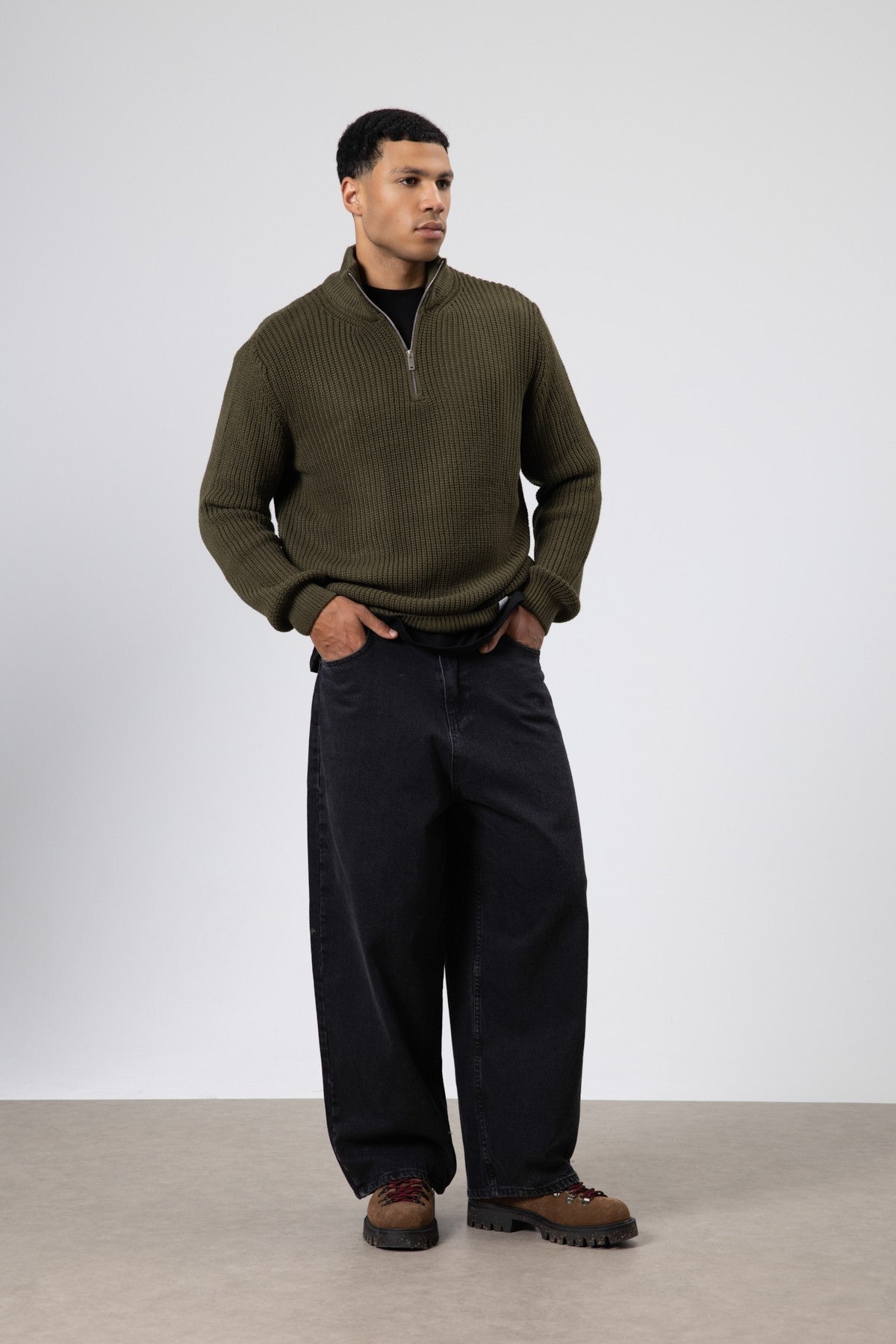 Zip-Up Knit Sweater