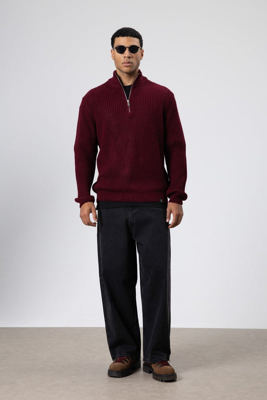 Zip-Up Knit Sweater