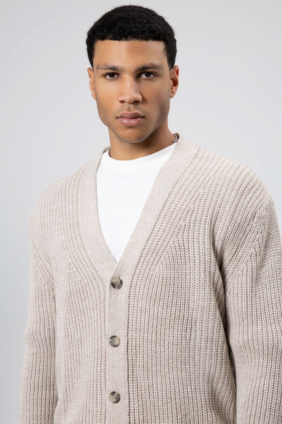 V-Neck Button-Front Knitted Cardigan