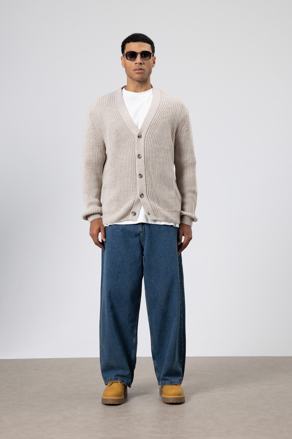 V-Neck Button-Front Knitted Cardigan