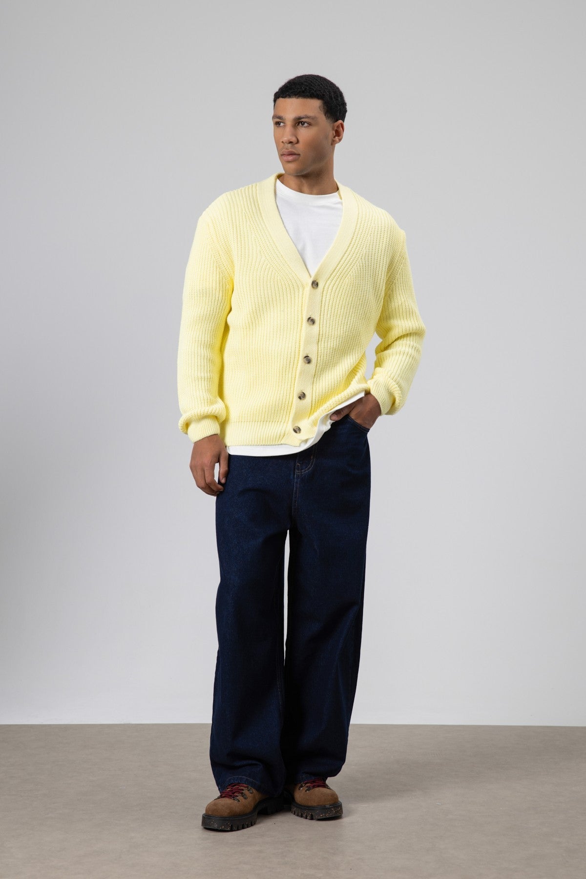V-Neck Button-Front Knitted Cardigan