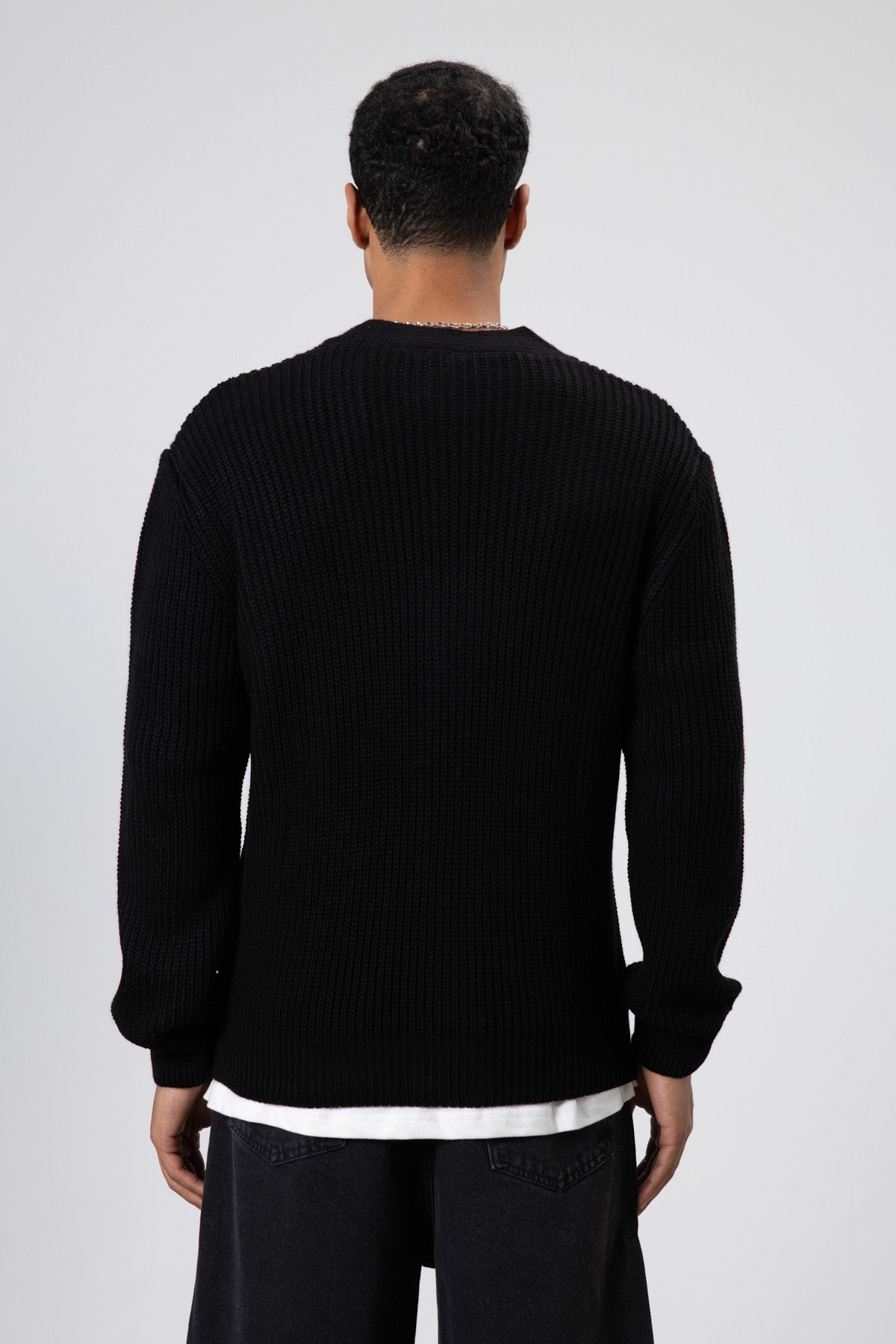 V-Neck Button-Front Knitted Cardigan