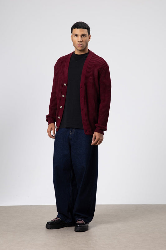 V-Neck Button-Front Knitted Cardigan