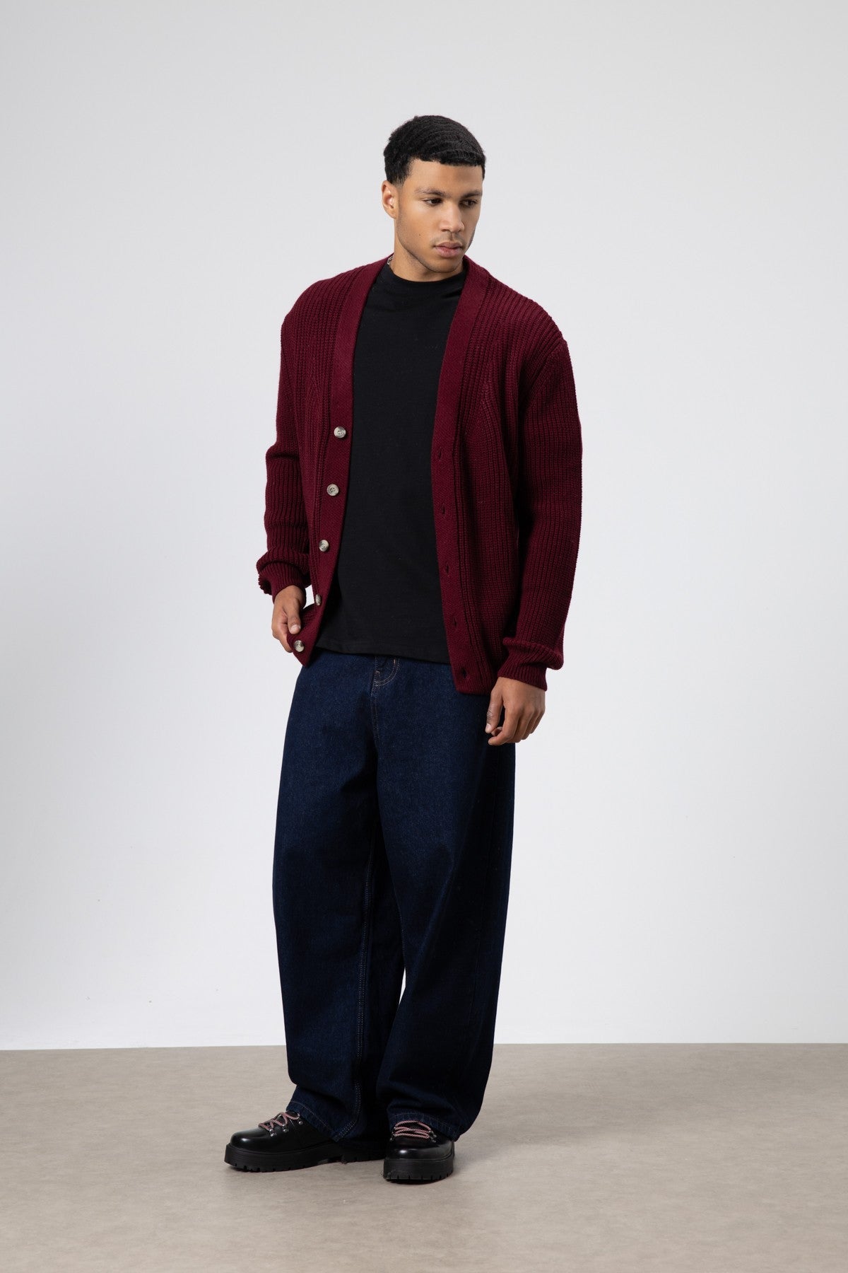 V-Neck Button-Front Knitted Cardigan