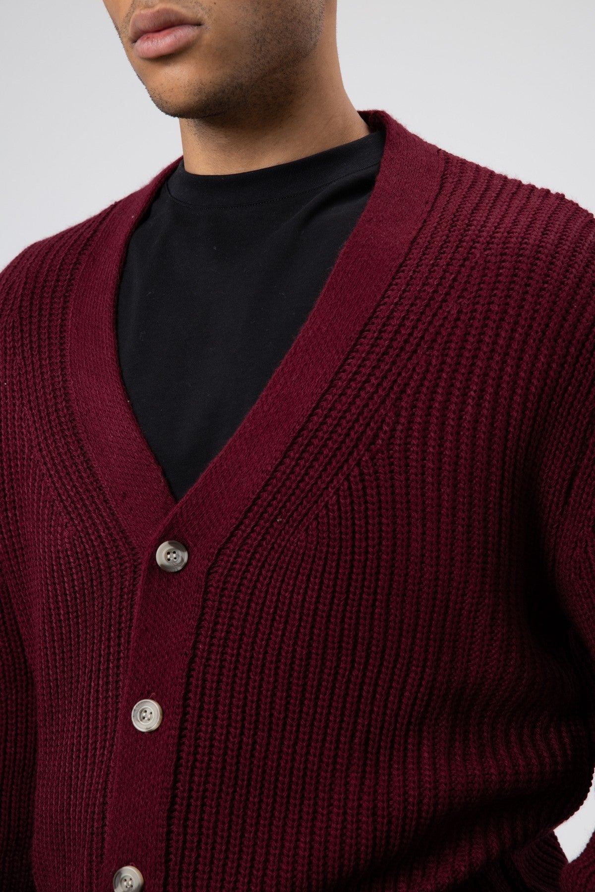 V-Neck Button-Front Knitted Cardigan